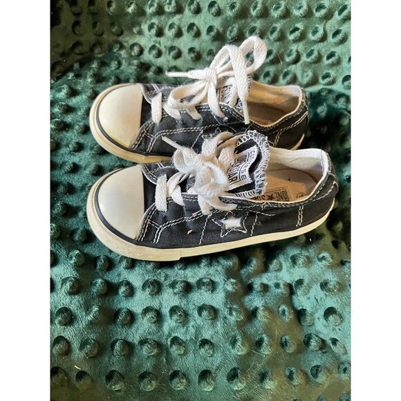 Converse All Star little kid size 9 9c black low top shoes sneakers - Picture 3 of 5